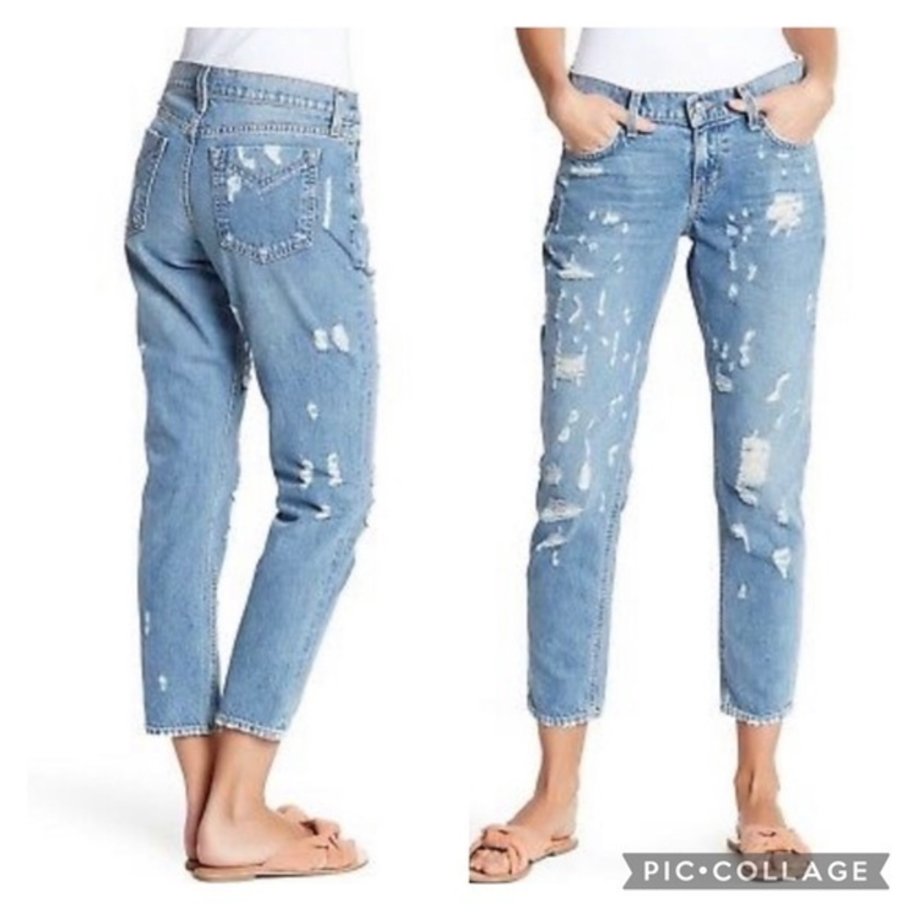 Derek Lam 10 Crosby Jeans 30 Mila Mid Rise‎ Girlfriend Distressed